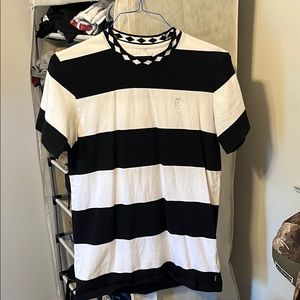 HUF black and white striped tee